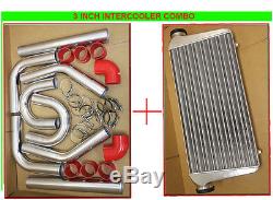 3' Intercooler+turbo U Piping Kit Red Coupler + Clamps Turbocharger Supercharger