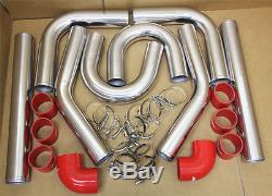3' Intercooler+turbo U Piping Kit Red Coupler + Clamps Turbocharger Supercharger