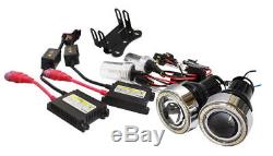 3 Projector Fog Light Lamps with 40-LED Halo Angel Eyes Rings + 6000K HID Combo