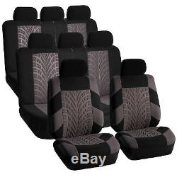 3-row SUV VAN Gray Seat Covers 8 Seaters with Black Floor Mats For Sedan SUV Van