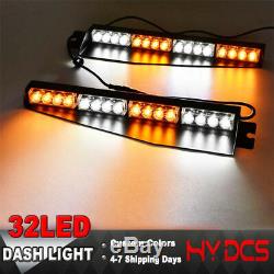 34 32 LED Strobe Lights Emergency Hazard Warning Visor Dash Bar Amber White Y