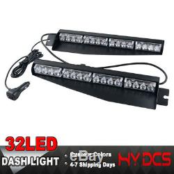 34 32 LED Strobe Lights Emergency Hazard Warning Visor Dash Bar Amber White Y