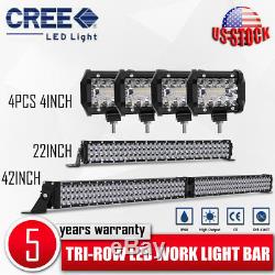 42Inch 2520W LED Light Bar Combo + 22 +4 CREE PODS OFFROAD SUV 4WD ATV 44 20