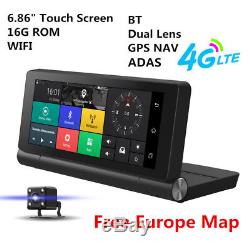 4G Car DVR GPS Navigator+Dual Cameras 6.84 Touch Screen+Wifi Bluetooth HD 1080P