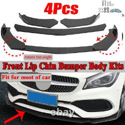 4PCS Carbon Fiber Look Front Bumper Lip Body Kit Splitter Spoiler For Universal