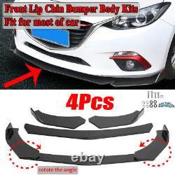 4PCS Carbon Fiber Look Front Bumper Lip Body Kit Splitter Spoiler For Universal