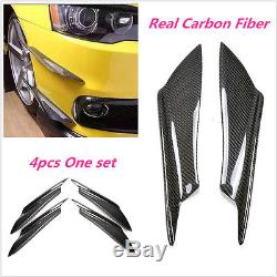 4Pcs Carbon Fiber Front Lip Splitter Fins Body Spoiler Canards Refit Bumper Trim