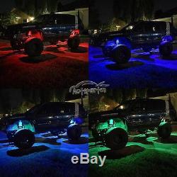 4X Pod RGB LED Rock Lights Wireless Bluetooth Music Flashing Multi Color Car 4WD