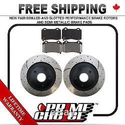 5 Drilled & Slotted Brake Rotors & Metallic Pads Set With Lifetime Warranty