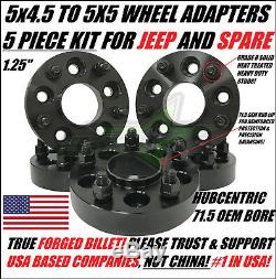 5 Hubcentric Wheel Adapters 5x4.5 To 5x5 1.25 Inch Adapt Jeep Jk Rims On Tj Yj