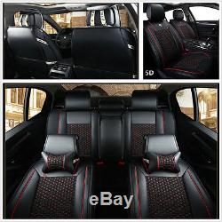 5-Seat Standard Deluxe Edition Comfortable Leather &Ice Silk Car Seat Covers Mat