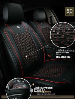 5-Seat Standard Deluxe Edition Comfortable Leather &Ice Silk Car Seat Covers Mat