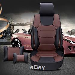 5-Seats Car Seat Cover Front+Rear Microfiber Leather Cushion WithPillow All Season