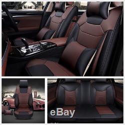 5-Seats Car Seat Cover Front+Rear Microfiber Leather Cushion withPillow All Season
