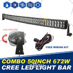 50 672W CREE LED CURVED WORK LIGHT BAR COMBO OFFROADs UTE BOAT 4WD TRUCK 4D
