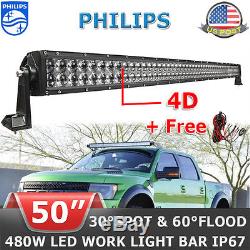 50inch 480W Truck LED Light Bar Offroad Fit For JEEP Grand Cherokee XJ Dodge 54