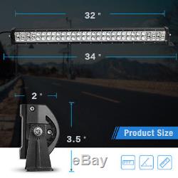 52Inch Curved LED Light Bar+32in Spot Flood+3'' Pods Cube Jeep Truck SUV Offroad