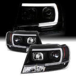 55W HID Built-In 99-04 Grand Cherokee WJ Neon Tube LED DRL Projector Headlight