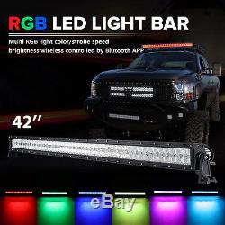5D 42inch 800W Halo Ring RGB CREE LED Light Bar MultiColor Offroad Truck SUV 50