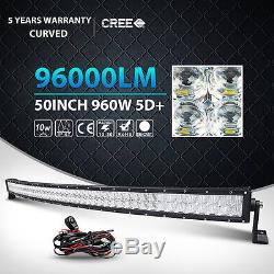 5D+ 50INCH 960W CREE CURVED LED Light Bar Spot Flood Offroad 4WD Jeep Truck ATV