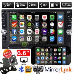 6.6 2DIN Auto Car MP5 MP3 Player Bluetooth Touch USB FM Stereo Radio + Camera