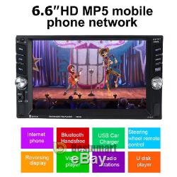 6.6 2DIN Auto Car MP5 MP3 Player Bluetooth Touch USB FM Stereo Radio + Camera