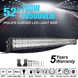 6D+ 700W 52Inch Curved Flood Spot LED Light Bar Offroad Truck 4WD Work Lamp 50'