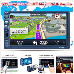 7 2DIN Touch Screen Car MP5 Player GPS Nav Bluetooth RDS Radio Stereo + 8GB Map