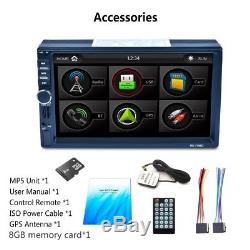 7 2DIN Touch Screen Car MP5 Player GPS Nav Bluetooth RDS Radio Stereo + 8GB Map