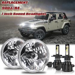 7 Inch LED Headlight Halogen White Light Headlamp Pair Fits 76-17 Jeep Wrangler