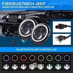 7 LED Halo Headlights + Fog Light Combo Kit for Jeep Wrangler JK 2007-2018