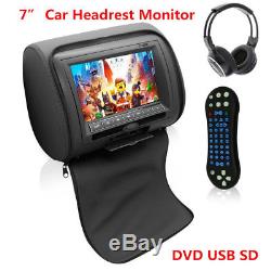 7 SUV Car Headrest Monitors withDVD Player/USB/IR Remote With Headset -Black