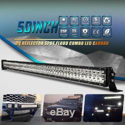 7D 672W 50Inch Curved Flood Spot LED Light Bar For Offroad Truck Lamp 52'