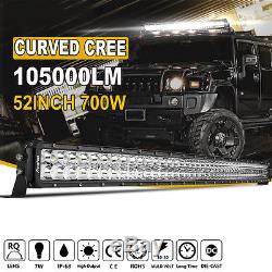 7D+ Curved 52inch 700W LED Light Bar Flood Spot Combo Work Offroad Driving 50/54