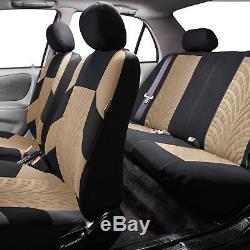 7Seaters 3ROW Beige Seat Covers with Beige Floor Mats For Sedan SUV VAN