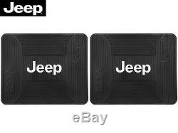 8 Pc Jeep Elite Mopar Seat Covers Synth Leather & Front & Rear Rubber Floor Mats