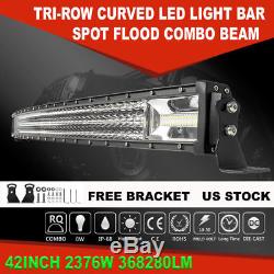 8D 2376W 42INCH CURVED LED Light Bar Spot Flood For Offroad Dodge GMC 4WD 40 44