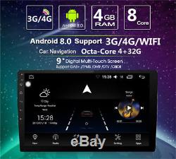 9 Android 8.0 Double 2Din Car Stereo GPS Radio Pad RAM4G ROM32G 8-Core WiFi