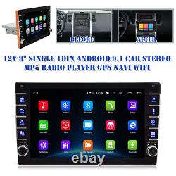 9'' Single 1DIN Android 9.1 Car Stereo MP5 Radio Player GPS Navi Wifi Quad Core