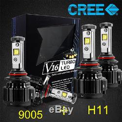 9005+H11 CREE LED Headlight Kit Light Bulbs High Low Beam 14400LM 120W 6000K 4Pc