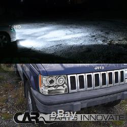 93-96 Jeep Grand Cherokee Chrome Halo Projector Headlights+H3 6000K HID Kit