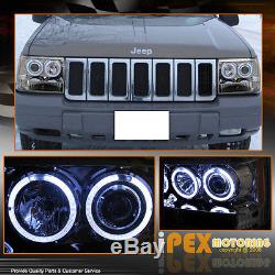 93-96 Jeep Grand Cherokee ZJ Halo Projector LED Headlight Signal Light Chrome