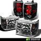 93-98 Jeep Grand Cherokee Black 1-Piece Headlights withLED+Altezza Tail Lights L+R