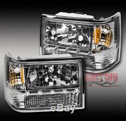 93-98 Jeep Grand Cherokee Led Crystal Chrome Head Light+corner+bumper Signal Set