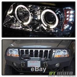 99-04 JEEP GRAND CHEROKEE DUAL HALO LED PROJECTOR HEADLIGHTS LIGHTS LEFT+RIGHT