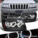 99-04 Jeep Grand Cherokee Black LED Halo Projector Headlights Head Lights Lamps