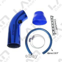 Air Intake Kit Blue Pipe Diameter 3 +Cold Air Intake Filter+ Clamp+ Accessories