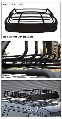 BLACK ROOF RACK BASKET CAR TOP CARGO BAGGAGE CARRIER STORAGE withWIND FAIRING T18
