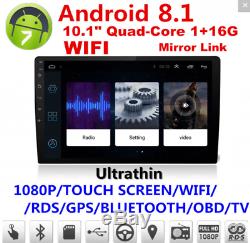 BT Car Stereo Radio 2 DIN 10.1 Touch HD FM Player GPS Android 8.1 Mirror Link