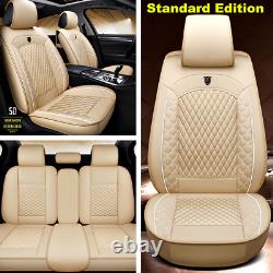 Beige Standard Edition Full PU Leather Seat Cover Front & Rear Set For Car SUV